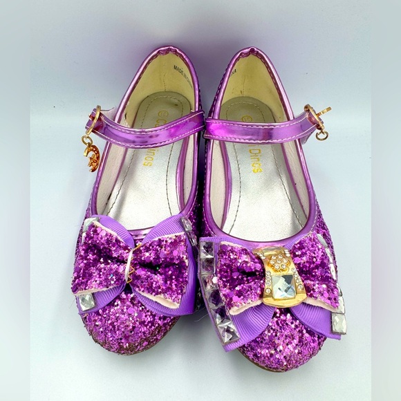 Sz 31 Purple Glitter Kids DressUp Shoes - Picture 2 of 6